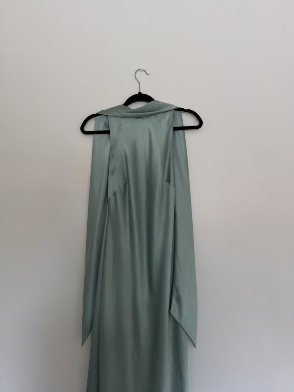Satin Tie Back Mermaid Gown - Picture 2 of 4